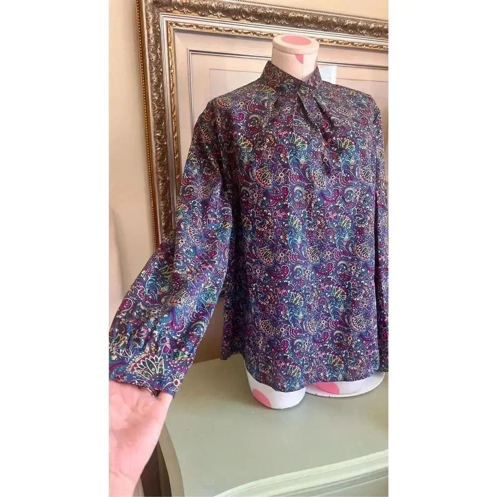 Vintage Suburbans Women’s Large‎ Paisley High Mock Neck Blouse Top Shirt